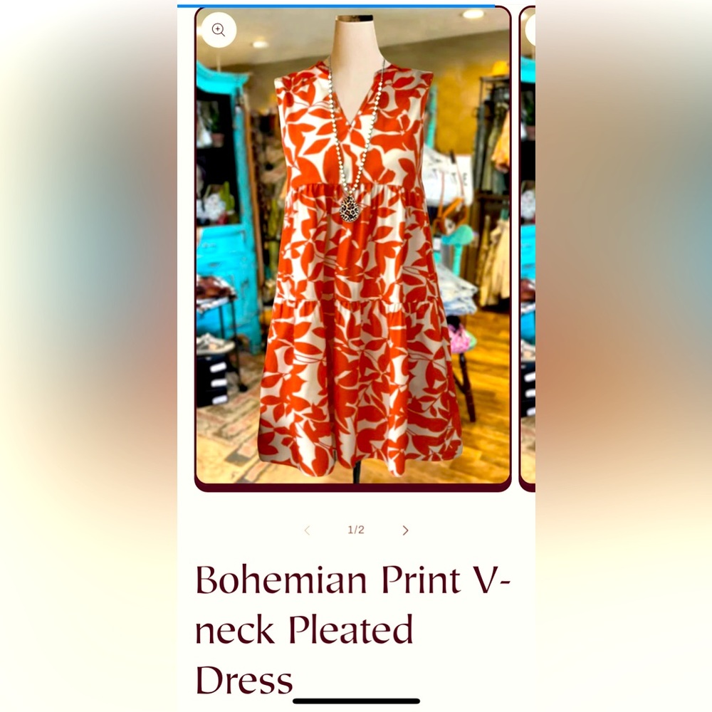 Sleeveless midi dress. Small, orange. Great for summer!